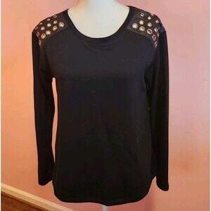 Forever 21 Embellished Shoulder Blouse Black Women's Size Small
